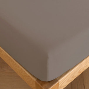 Drap housse 100% percale de coton gris- Finesse