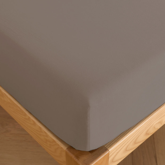 Drap housse 100% percale de coton gris- Finesse