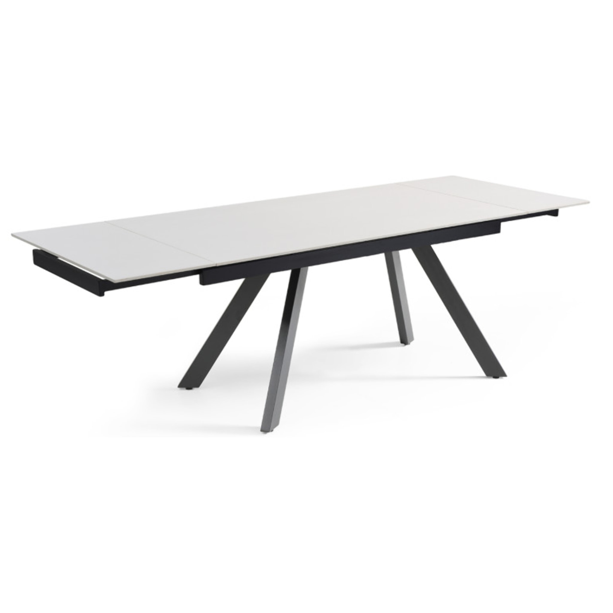 Table extensible céramique blanche 180/260 cm - 8 piètements - UNIK