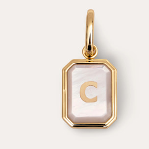 Charm Personalized Letter Mother of Pearl Placcato Oro