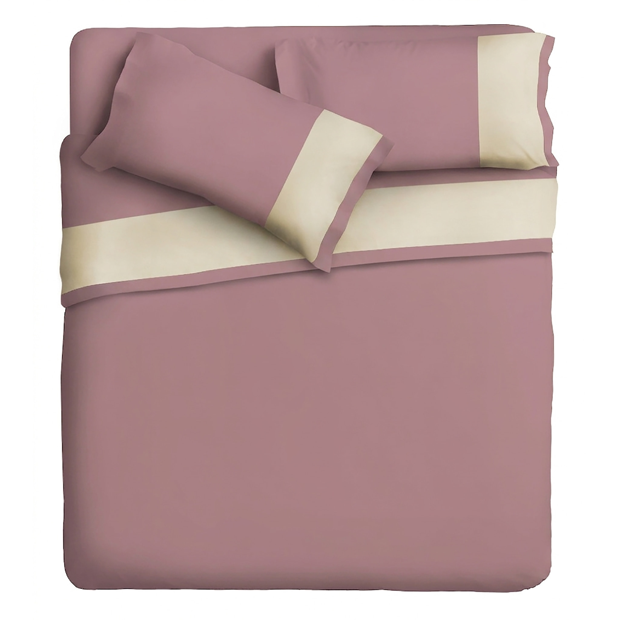 Completo IPERSAN bordo RASO 2 Piazze Panna Fondo Malva