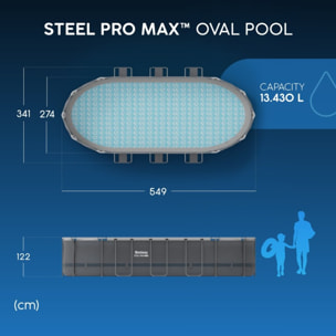 Bestway Piscine hors sol tubulaire ovale Bestway Steel Pro Max 549 x 274 x 122 cm gris