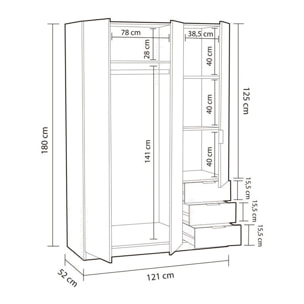 Armario Low Cost 3 puertas 3 cajones Roble Canadian - Óxido