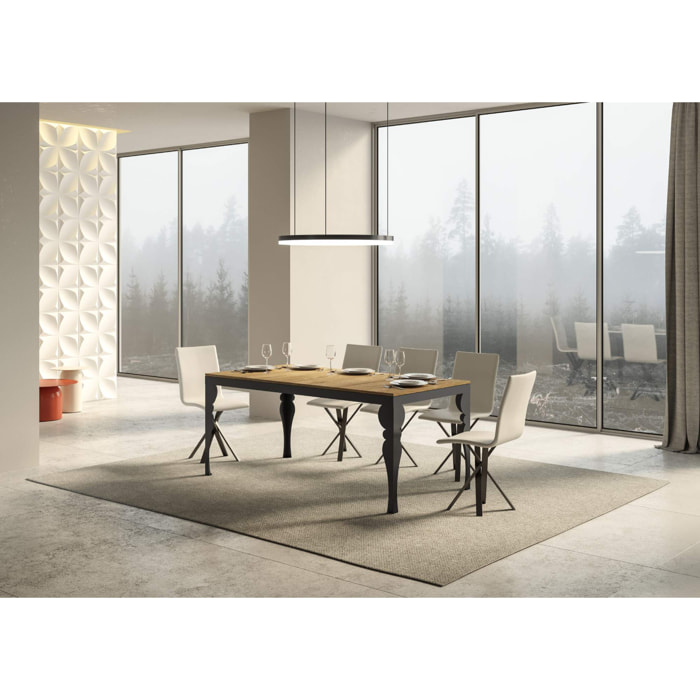 Mesa extensible 90x180/440 cm Paxon Evolution Roble Natural estructura Antracita