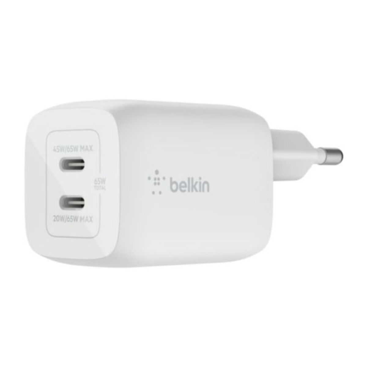 Chargeur BELKIN USB C x2 65W GaN PPS Blanc
