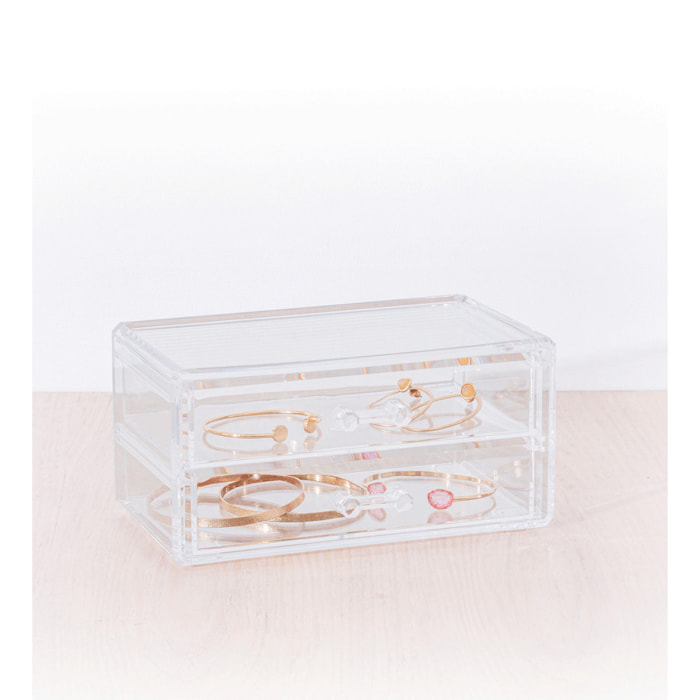 Boîte à bijoux 2 tiroirs Transparent Selena