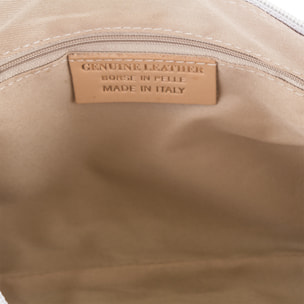 Genova Borsa a tracolla Donna.Pelle autentica Camoscio Inciso Spiga