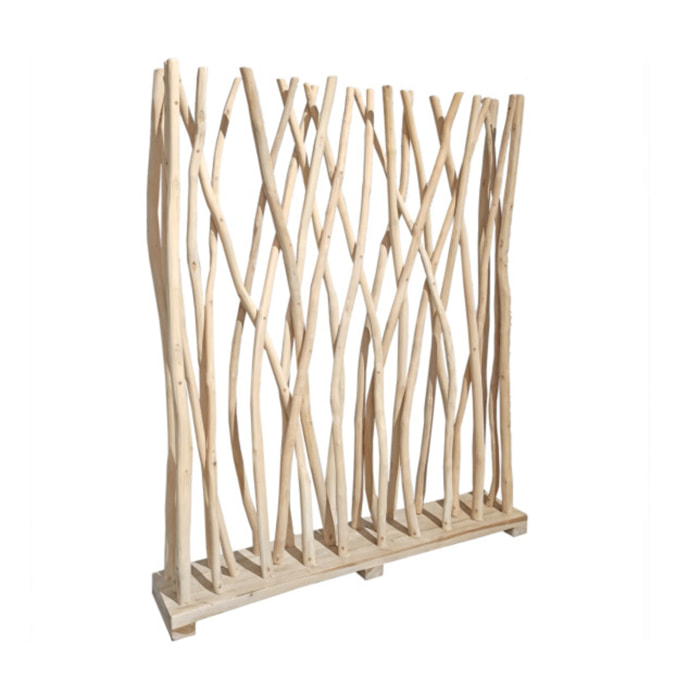 Paravent en bois de teck blanchi H120 cm - JESSIE