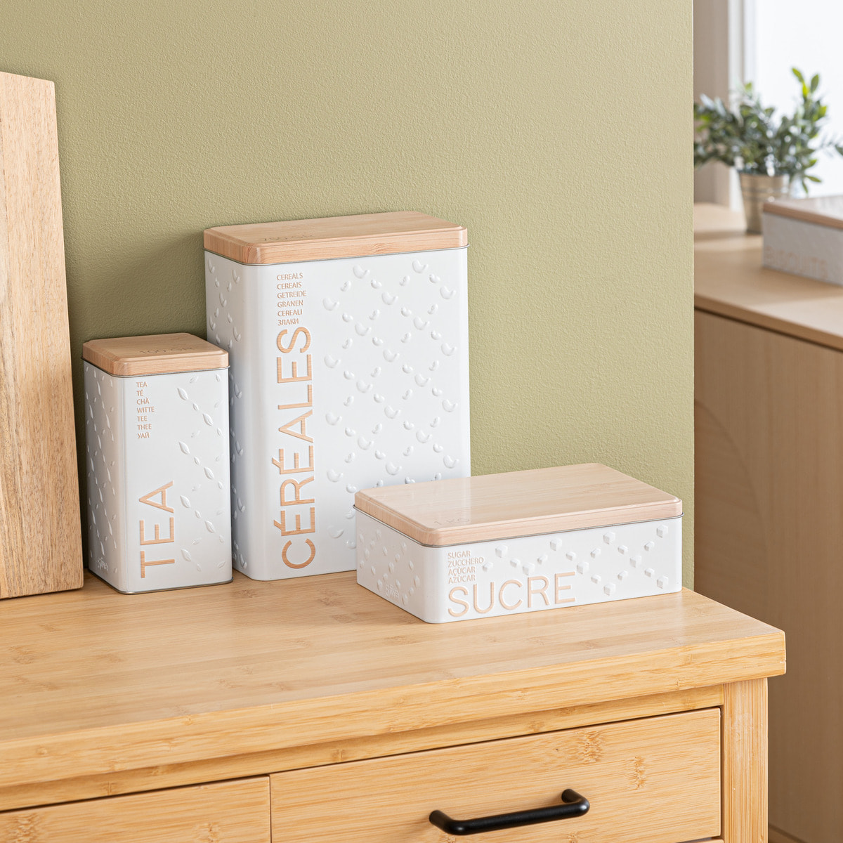 Boîte à céréales 750g métal Blanc Scandi Nature