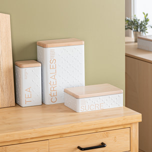 Boîte à céréales 750g métal Blanc Scandi Nature