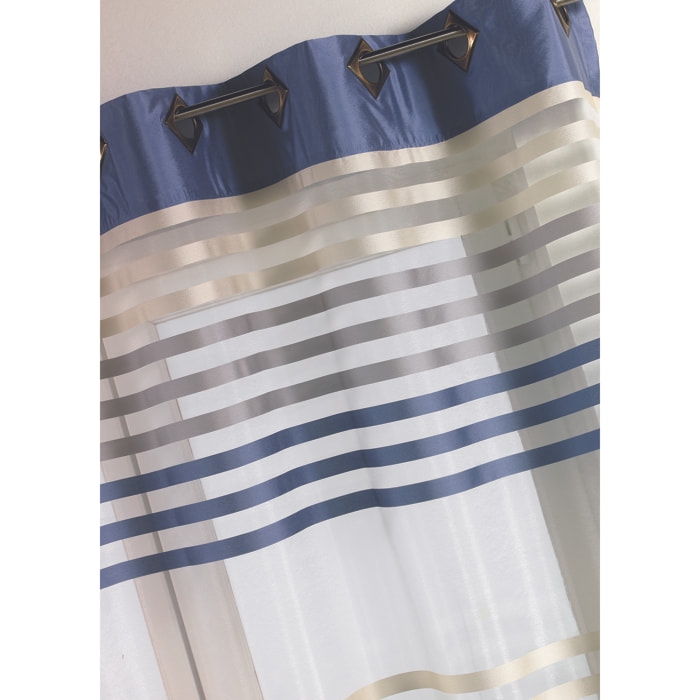 Voilage en Organza rayé et Coloré - Bleu