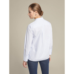 Elena Mirò - Blusa a righe con collo alto - Azzurro