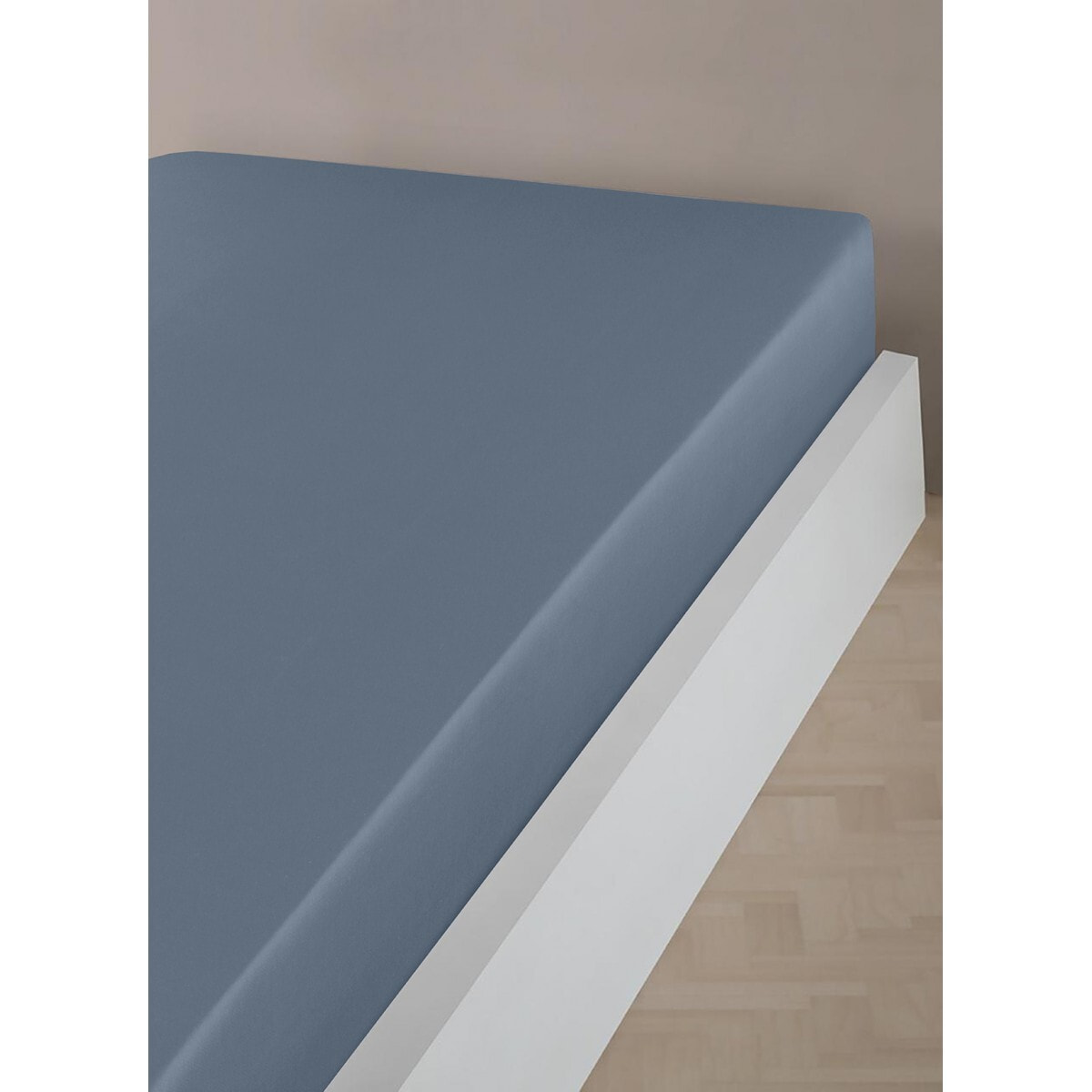 Drap housse satin de coton bleu