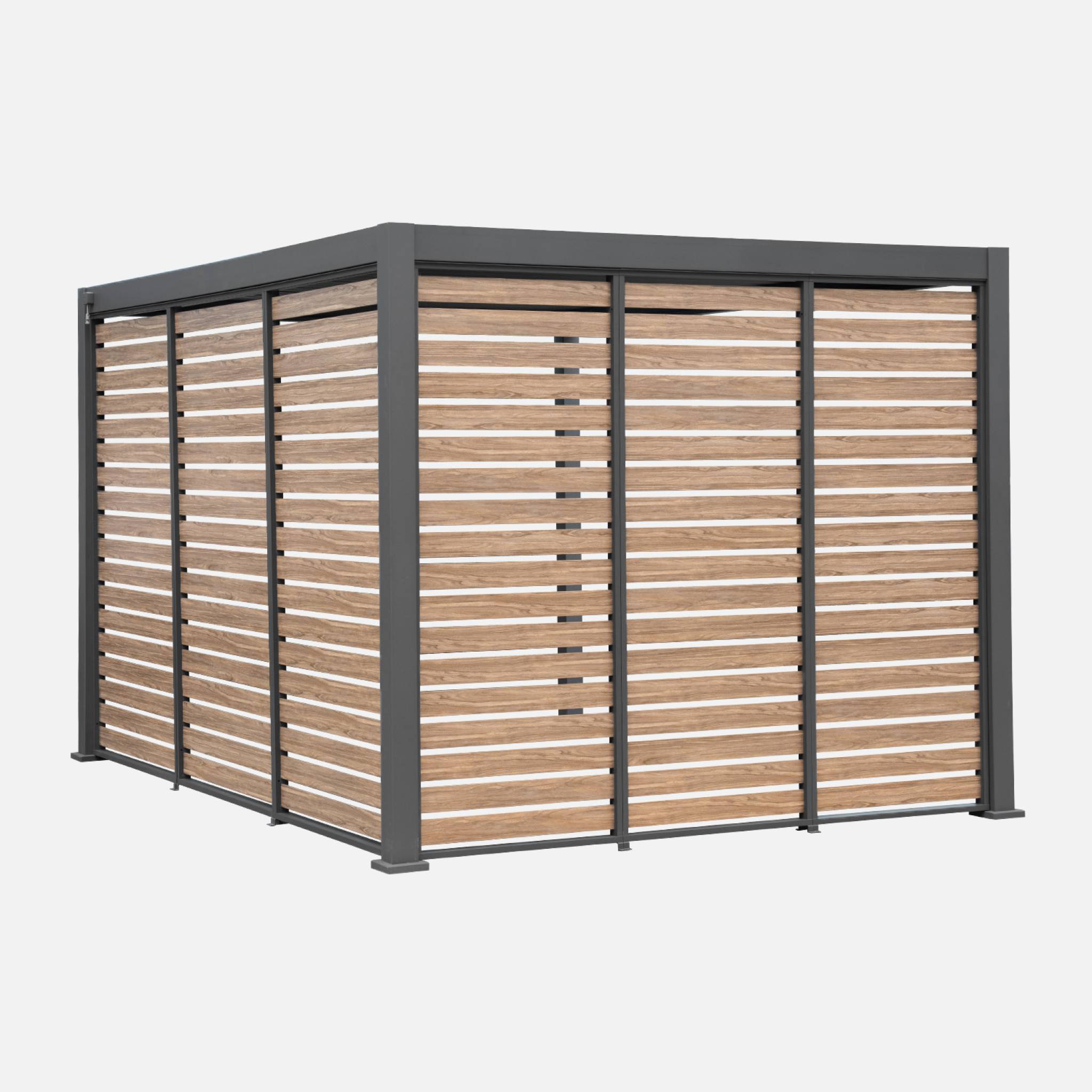 Persienne 130 cm pour pergola bioclimatique Triomphe aluminium effet bois anthracite