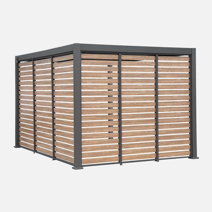 Persienne 130 cm pour pergola bioclimatique Triomphe aluminium effet bois anthracite