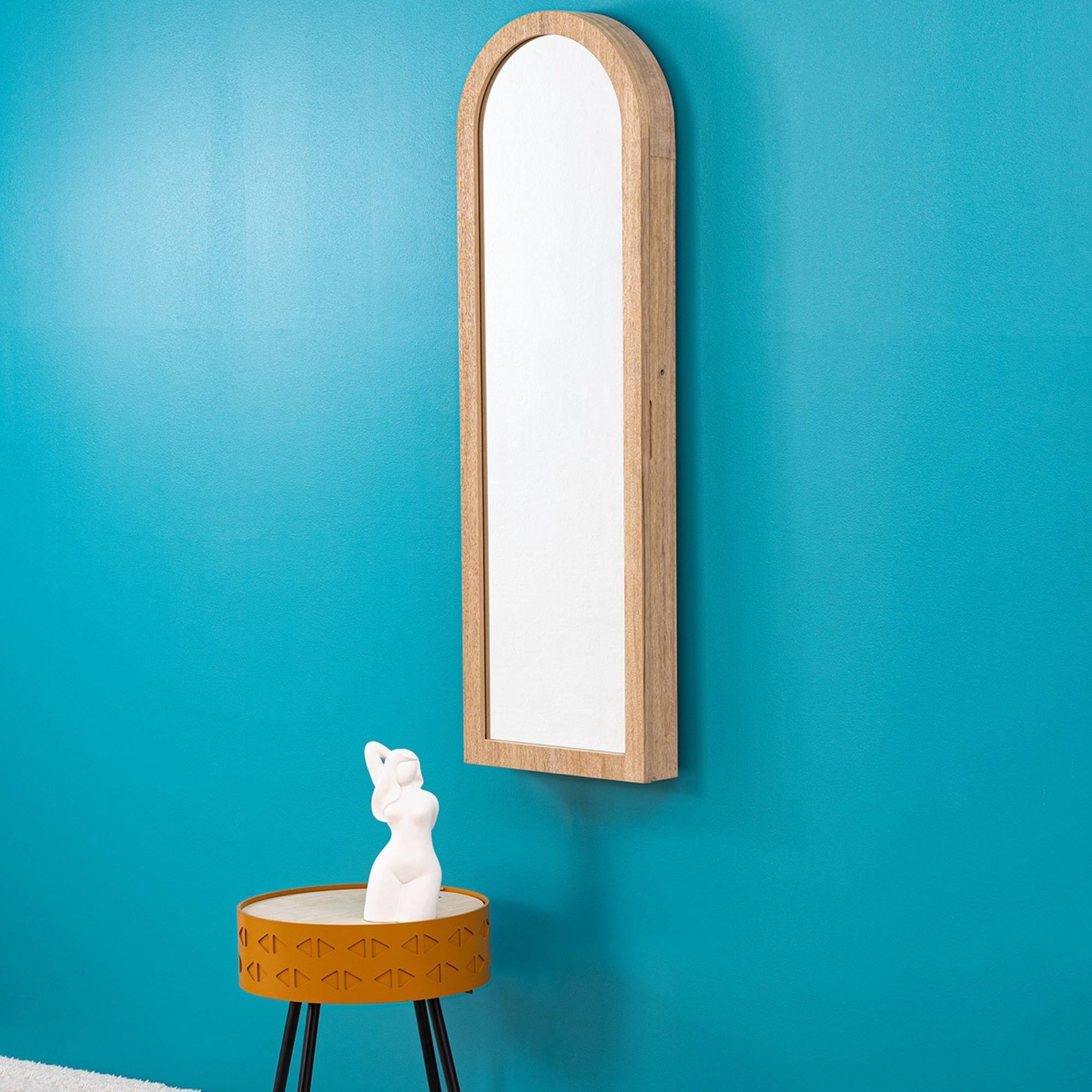Armario joyero con espejo 'Soleya' madera natural H.145 cm