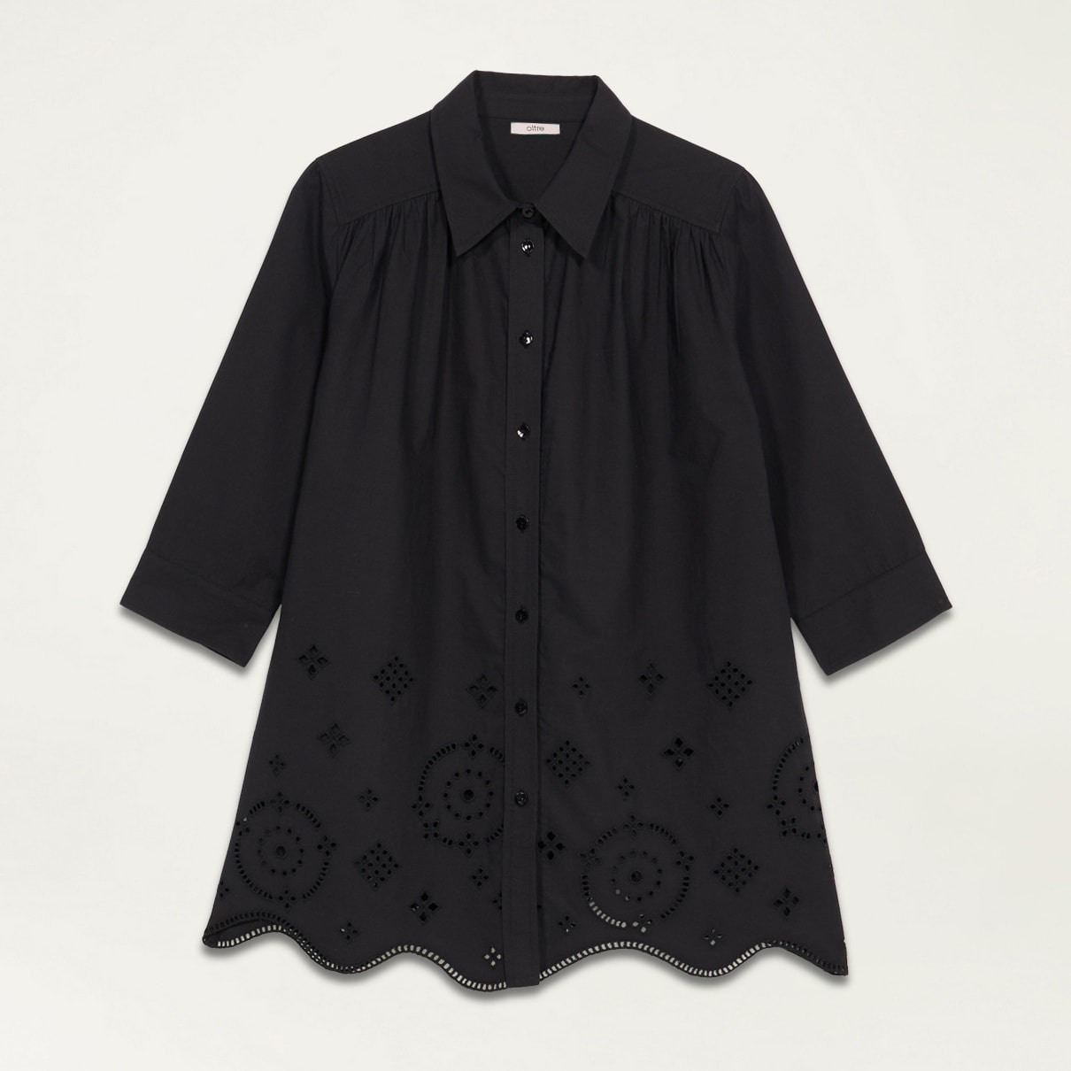 Oltre - Camisa amplia con bordados calados - Negro