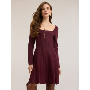 Motivi - Vestito flare in maglia misto lurex - Bordeaux