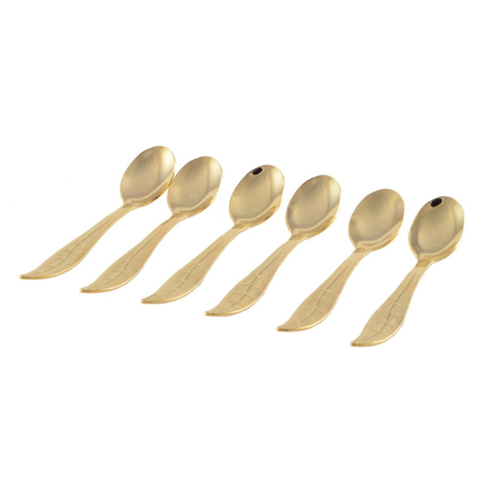 Cuillères feuilles dorées - lot de 6