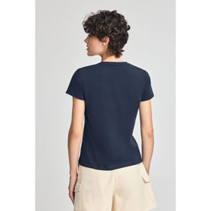 Maglietta blu marino con scollo a V e ricamo Rigby Best