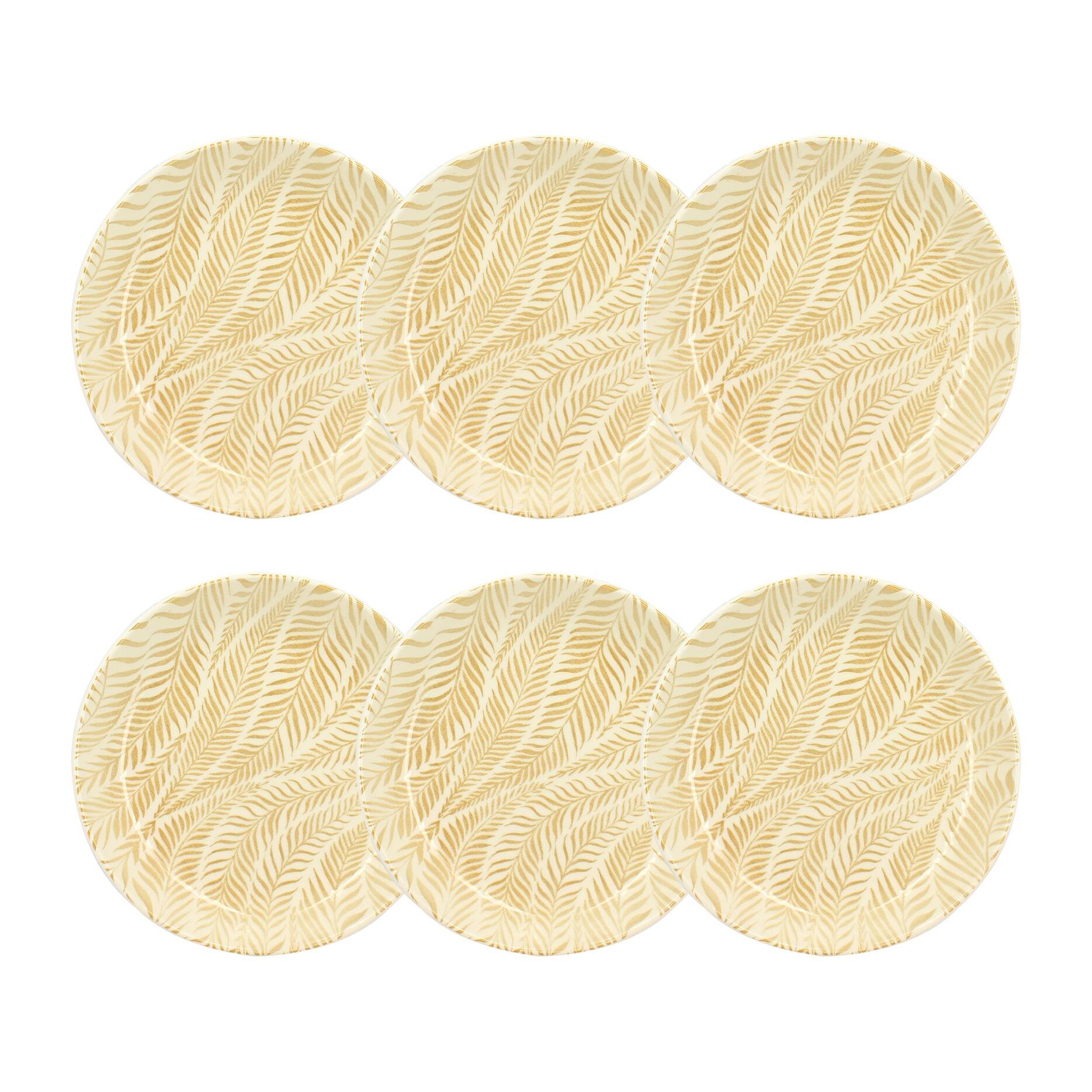 Lot de 6 assiettes creuses 20,5cm en grès à motif jaune SAVANE