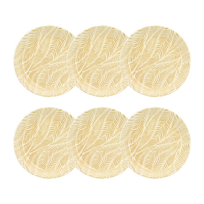 Lot de 6 assiettes creuses 20,5cm en grès à motif jaune SAVANE