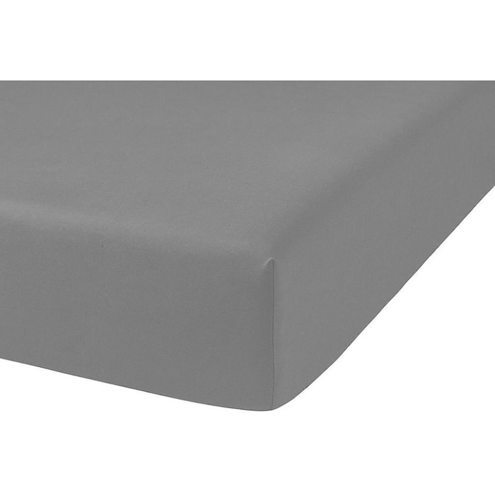 Drap Housse Coton 57fils Uni - Bonnet 35cm Gris clair