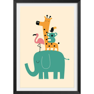 Affiche enfant pyramide des amis  Affiche + cadre en bois - Noir