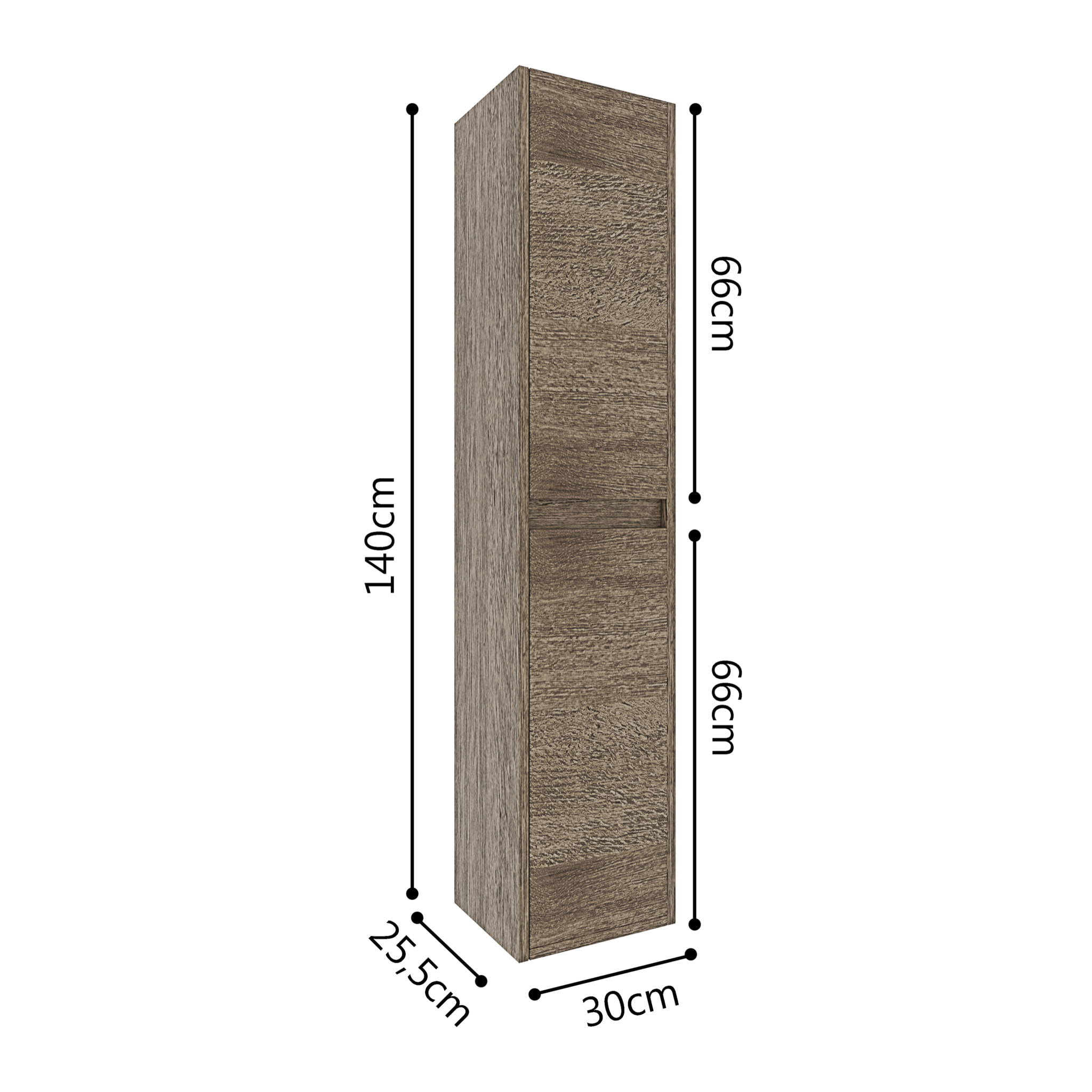 Mobile Bagno Sospeso Armadietto A Colonna Armadio Pensile 2 Ante 4 Ripiani Rovere Arredamento Bagno Nordico Moderno 30 x 25.5 x 140 cm Rovere Scuro