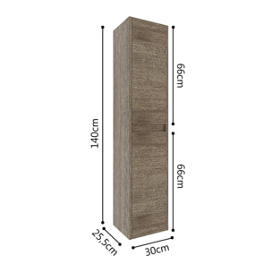 Mobile Bagno Sospeso Armadietto A Colonna Armadio Pensile 2 Ante 4 Ripiani Rovere Arredamento Bagno Nordico Moderno 30 x 25.5 x 140 cm Rovere Scuro
