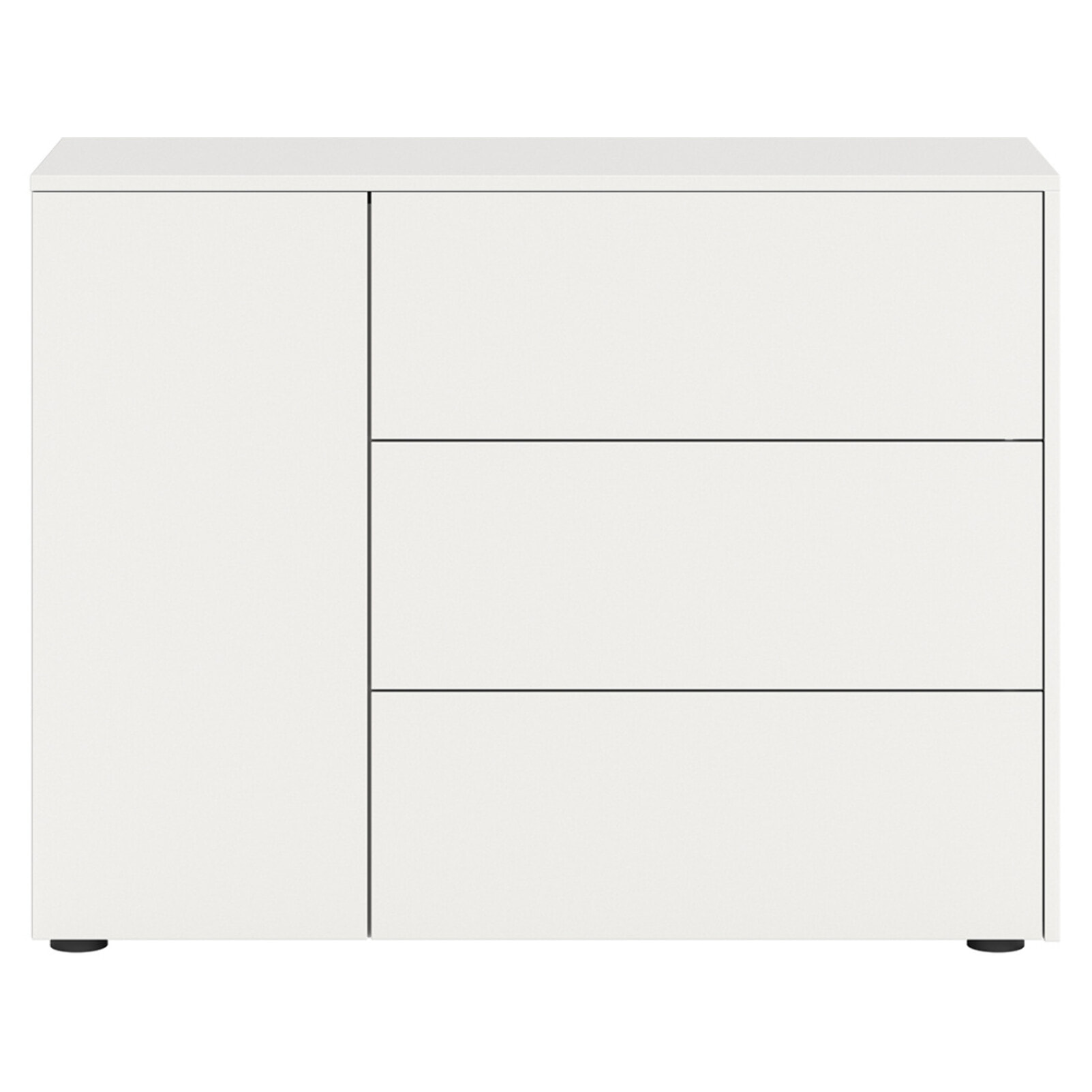 Ned - buffet bas - 3 tiroirs et 1 portes - blanc - 105 cm - Blanc
