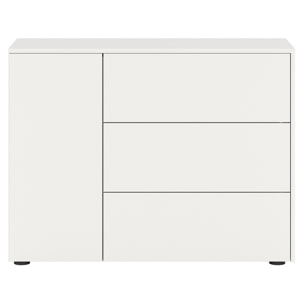Ned - buffet bas - 3 tiroirs et 1 portes - blanc - 105 cm - Blanc