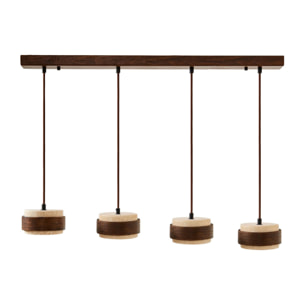 Luminaire design 4 suspensions en travertin et bois effet noyer TIVOLI