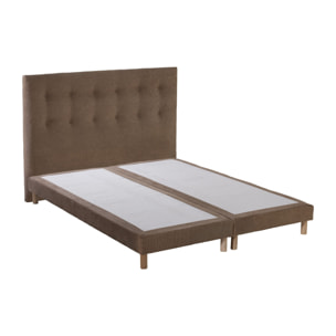 Ensemble matelas mémoire de forme ALTEA + sommier + tête de lit, chenille bouclettes Moka