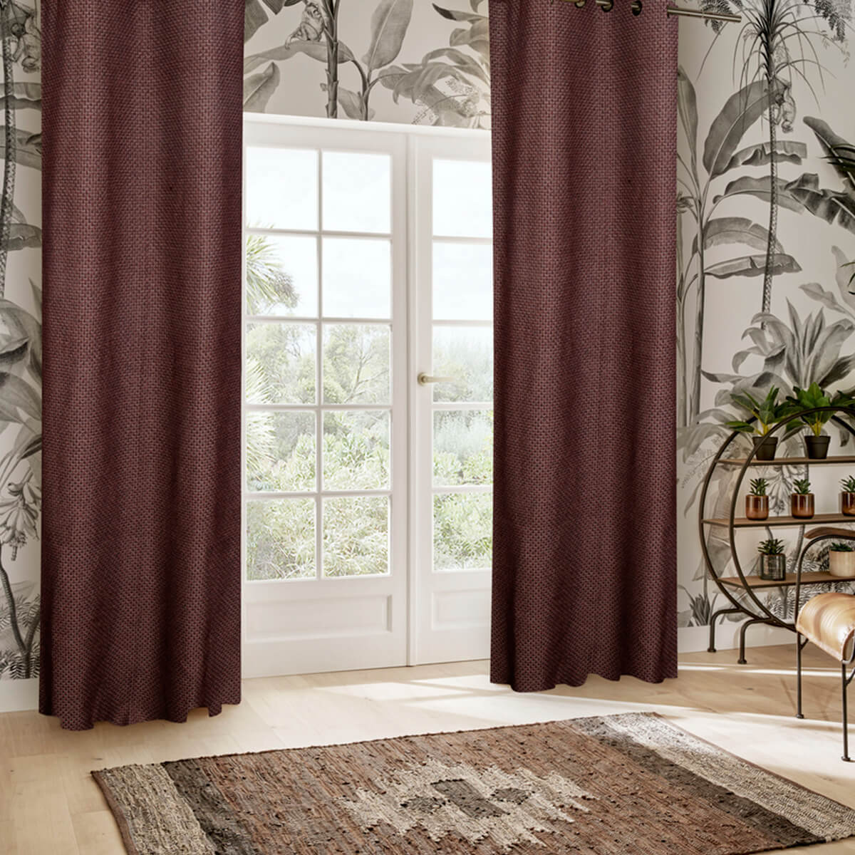 Rideau en maille "Wild" marron tonka 140x260cm