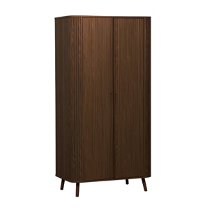 Armoire décor bois rainuré avec étagère et penderie LEGACY