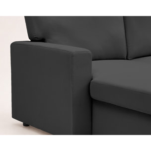 Meiya - canapé d'angle réversible 4 places convertible avec coffre en tissu - Gris foncé