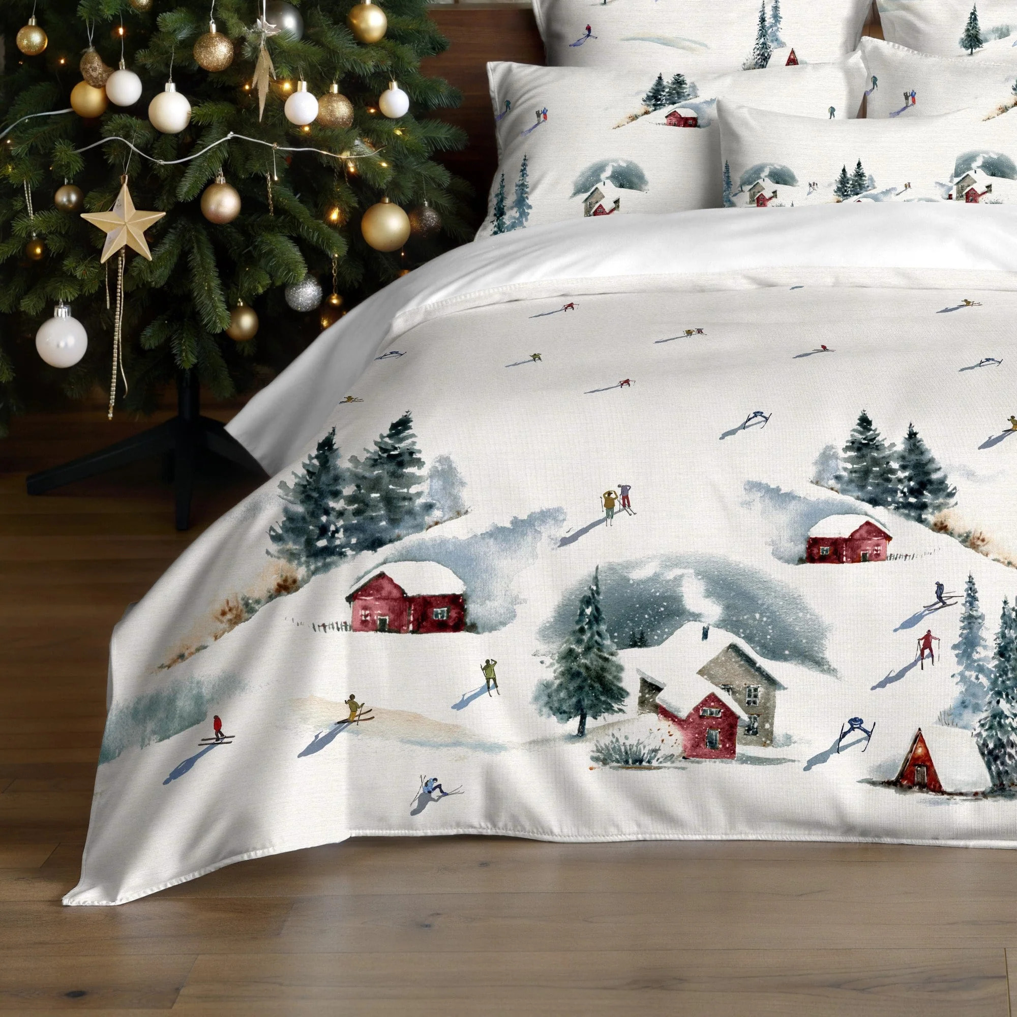 Housse de couette avec pressions Skieurs