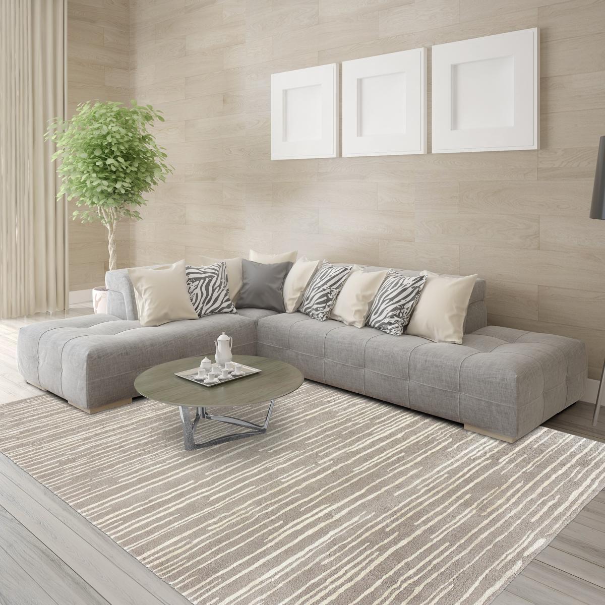 Tapis salon et chambre fait à la main en laine motif faux uni