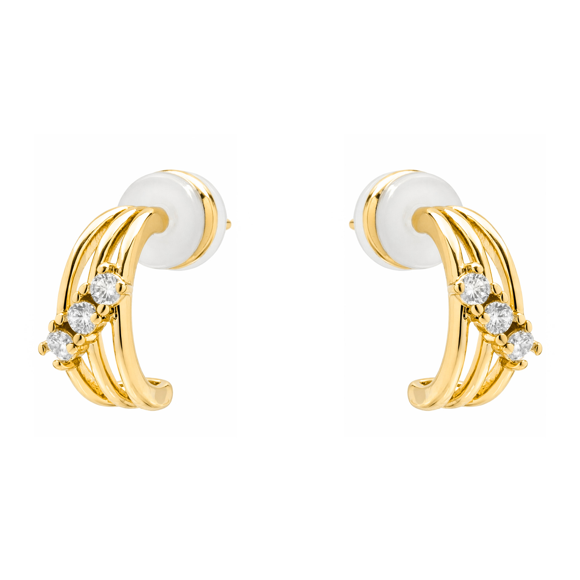 Pendientes de Circonita Brillante acabado en oro amarillo de 18k