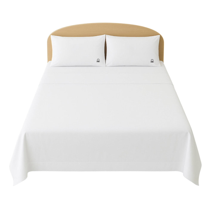 Set 4pzs sabana doble: sabana plana (180x290cm c/ dobladillo simple 5cm) + sabana bajera (120x200+25cm flap) + 2 funda de almohada (50x80cm) 100% alg