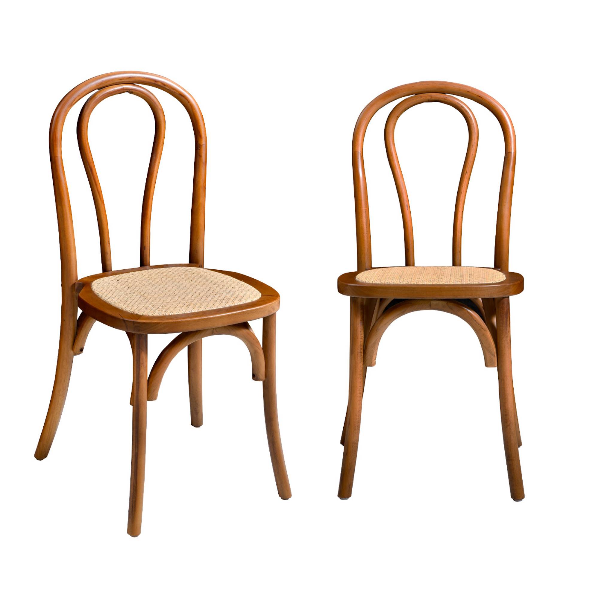 Chaise vintage bois et rotin (lot de 2) BASTILLE