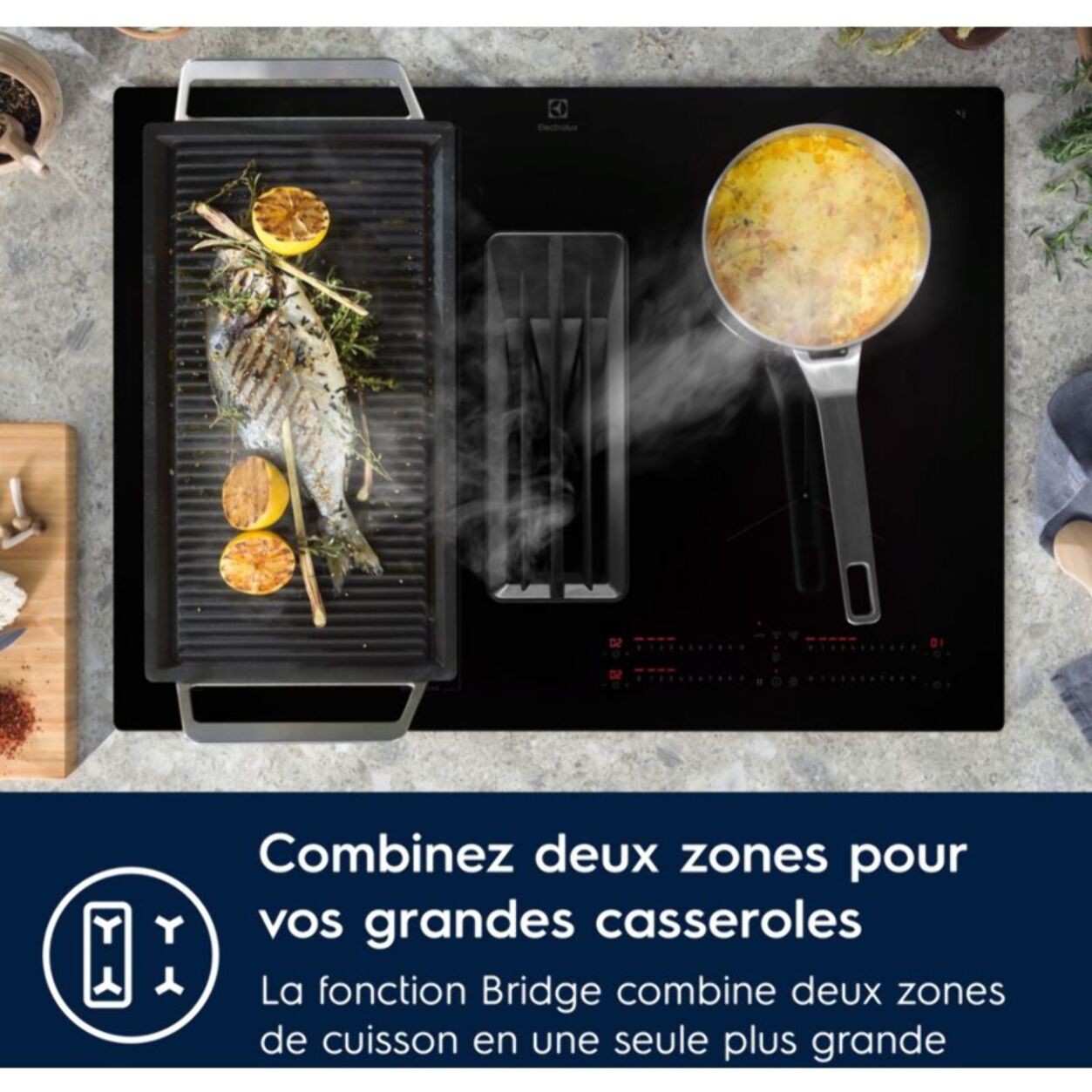 Plaque induction aspirante ELECTROLUX KCC73443CZ SaphirMatt