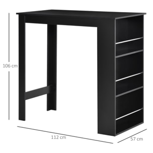 Mesa de Bar de Bistro Mesa de Comedor con 3 Estantes para Bebidas y Barra Estructura de Madera Mesa Alta para Cocina Sala de Estar 112x57x106 cm Negro