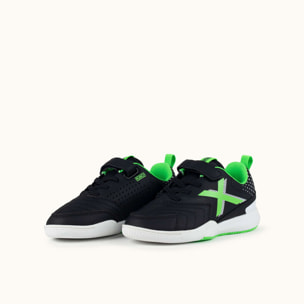 Zapatilla Deportiva Infantil en Negro y Verde con Cordones Elásticos MUNICH RONDITO KID ELASTIC LACES 20