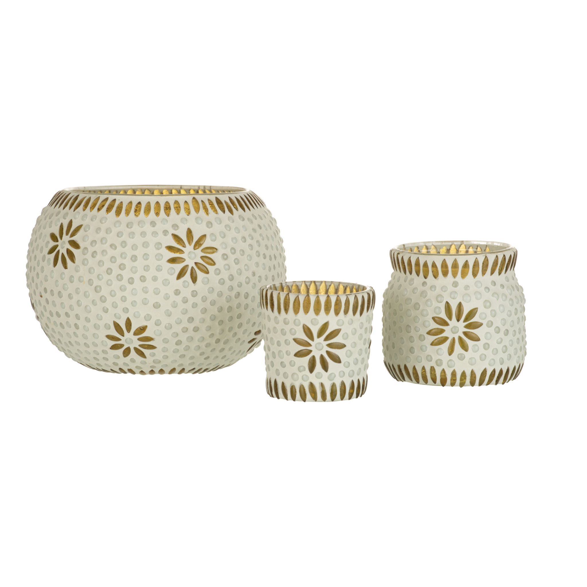 J-Line bougeoir Bram - verre - jaune - large - 2 pcs