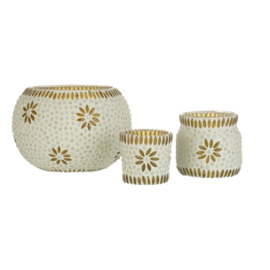 J-Line bougeoir Bram - verre - jaune - large - 2 pcs