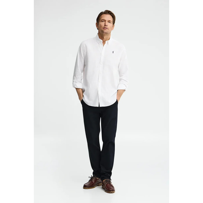 Camisa cotolino blanca de corte regular con logo Rigby Go