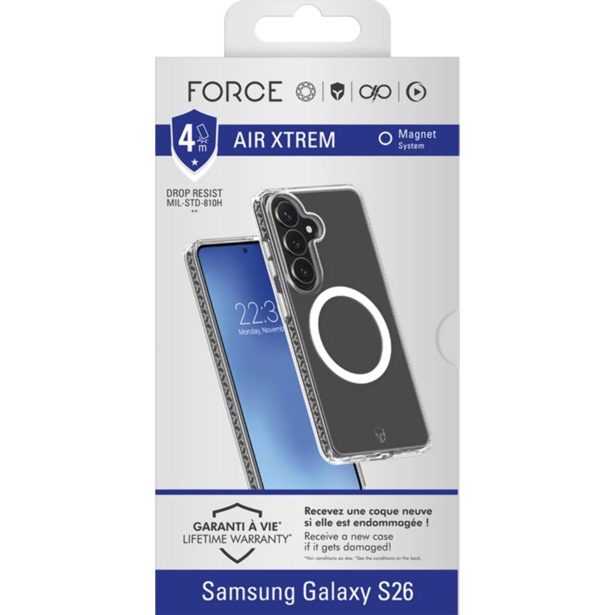 Coque FORCE CASE Air Xtrem Magnet S26 recyclé transparent