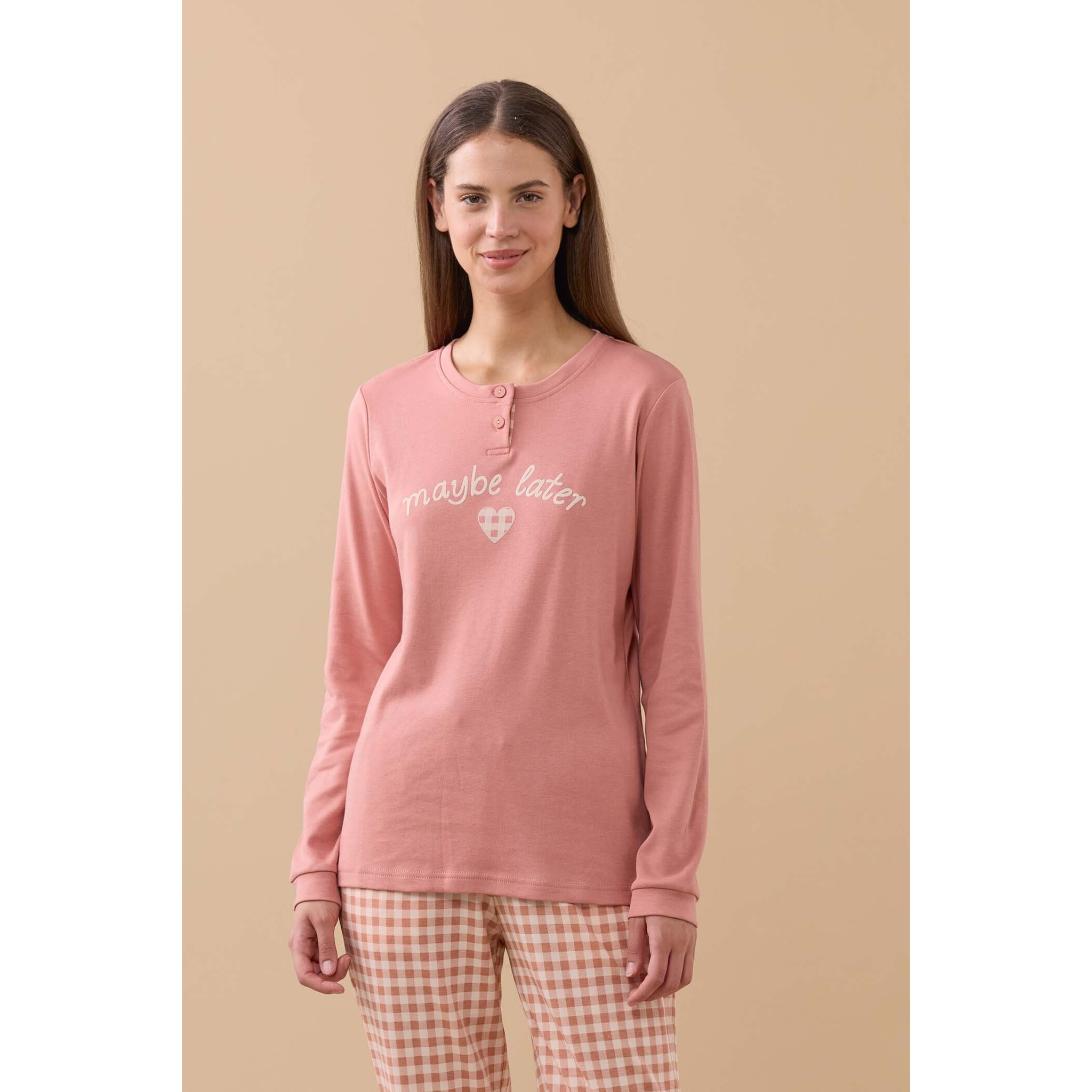 Pigiama donna maybe in caldo cotone con collo due bottoni Noidinotte